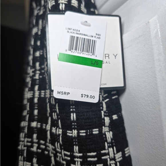 Laundry Shelli Segal Black White Plaid Knit Mini Skirt Large NWT Lined Classic - Picture 2 of 5